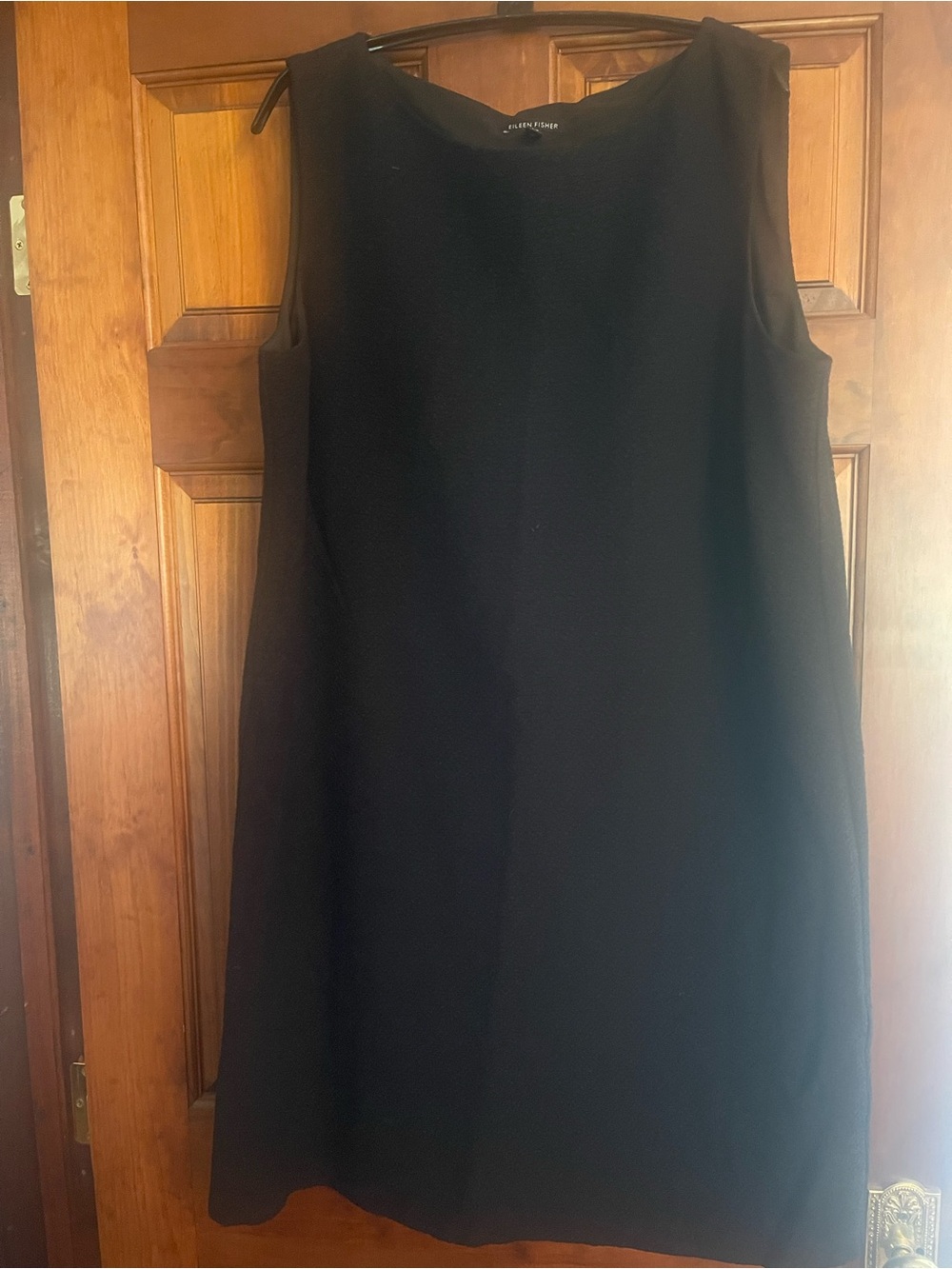 Eileen Fisher Black Sleeveless Shift Dress and Matching Long Jacket